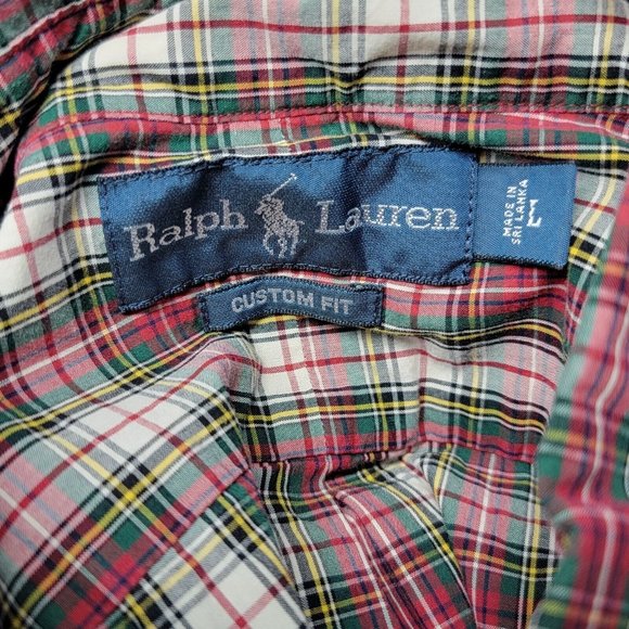 Ralph Lauren‎ Large Custom Fit Red Plaid Men's Button Down Long Sleeve Shirt - Picture 4 of 4